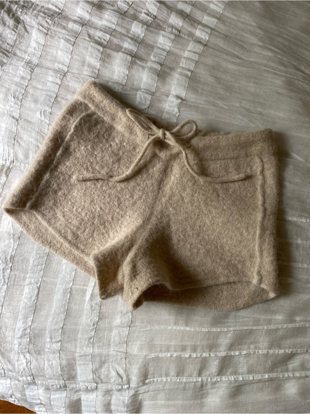 Zara Beige Wool Drawstring Shorts